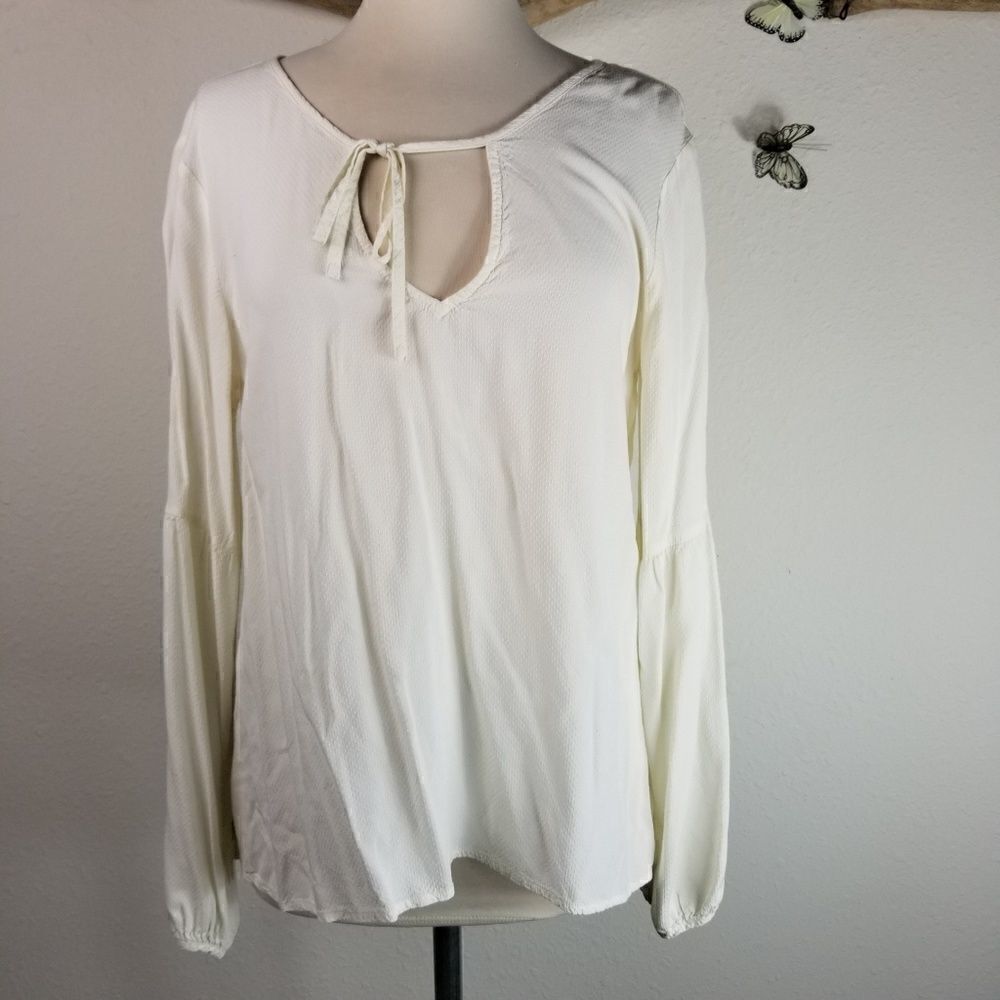 Sanctuary off white tie front tunic poet sleeve